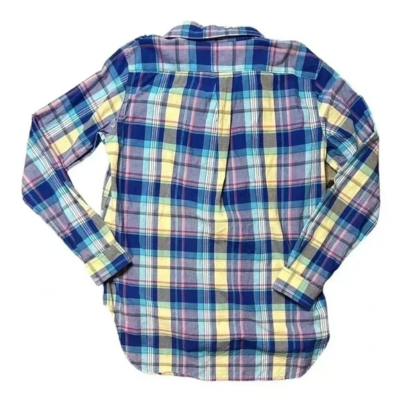 Denim & Supply Ralph Lauren Women's Small Boyfriend Blue Yellow Plaid - Picture 4 of 5